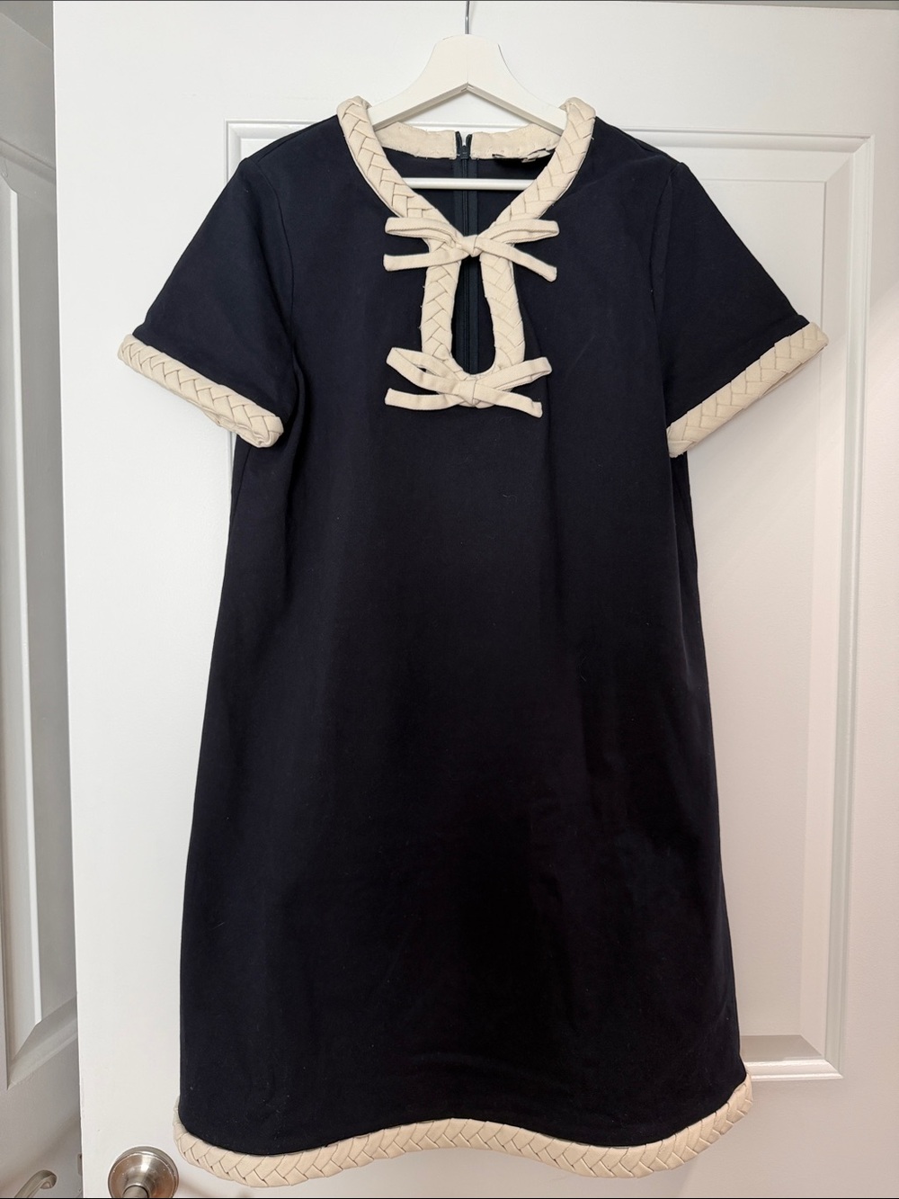 Tuckernuck Black Shift Dress with Cream Braid Trim